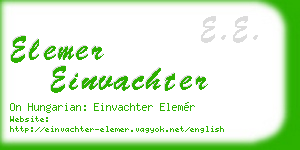 elemer einvachter business card