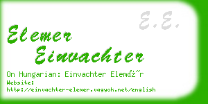 elemer einvachter business card